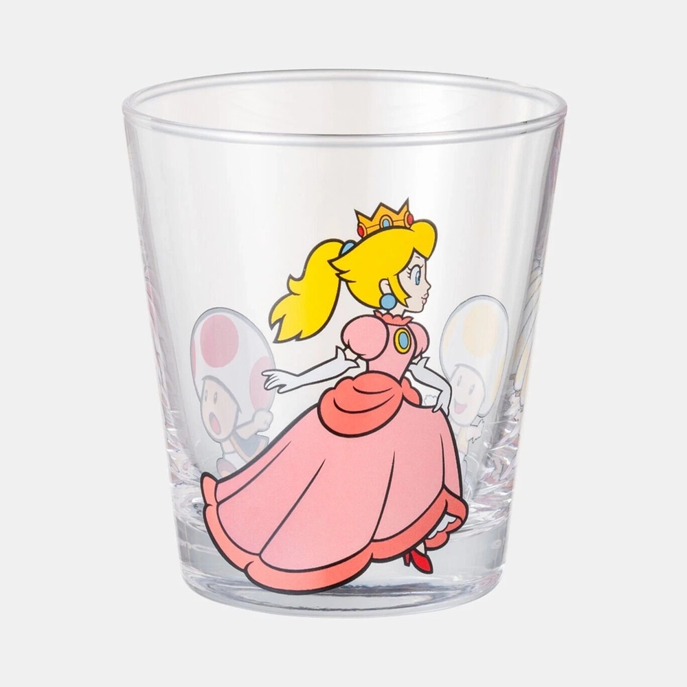 Nintendo Super Mario Princess Peach Glass Cup Made in Japan Exclusive with Box